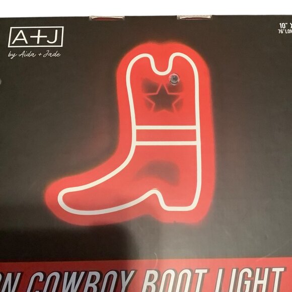 Neon Cowboy Boot Light A+J By Idea & Ink LED Red Light USB Plug Acrylic On/Off - Picture 9 of 10